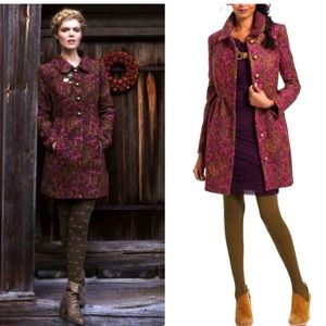 Anthropology Plenty by Tracy Reese Size 4 Pink Paisley Poly Wool/ Missin 1 Butto